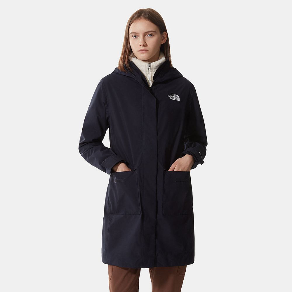 The North Face Parka Womens Australia - The North Face City Breeze Rain Ii Navy (JPB-310276)